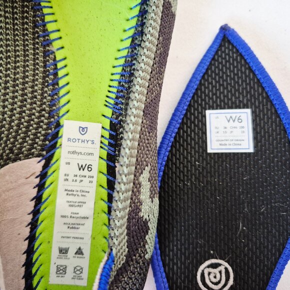 NWoB Rothy's The Point Ballet Flats Comfort Slip Green Black Camouflage - Picture 9 of 9